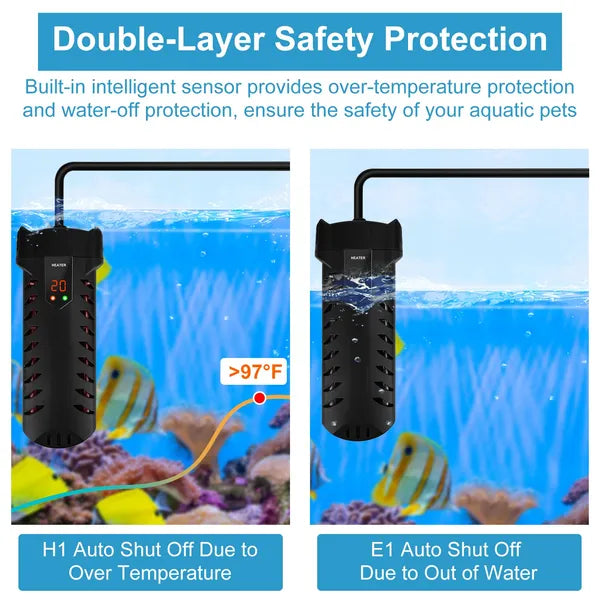 500W Submersible Aquarium Heater Temperature Adjustable External Controller 79Gal Fish Tank Heater Aquarium Thermostat Heater For Freshwater Saltwater