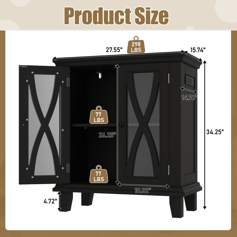 20-gallon Aquarium Rack With 4 AC Outlets And 2 USB Outlets, Farmhouse-style Decorative Aquarium Rack Furniture With Adjustable Shelves 10-20 Gallon Reptile And Turtle Rack With Cabinet Storage Space