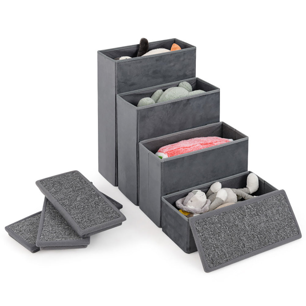 4-Step Dog Stairs Non-slip Foldable Dog Ramp With Adjustable Steps