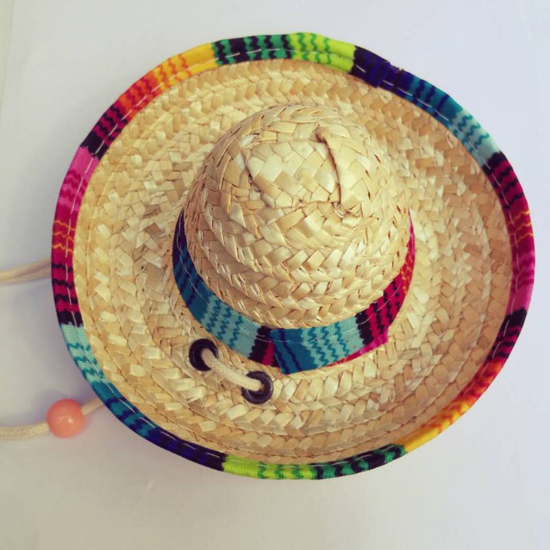 Pet Mexican Straw Hat Pet Cat Sun Hat