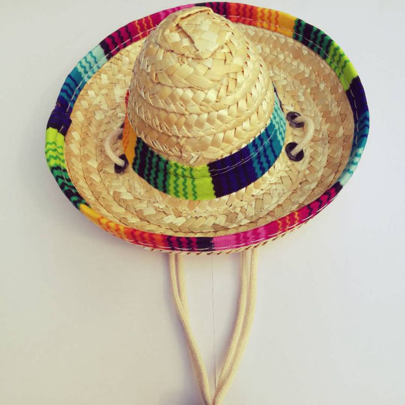 Pet Mexican Straw Hat Pet Cat Sun Hat