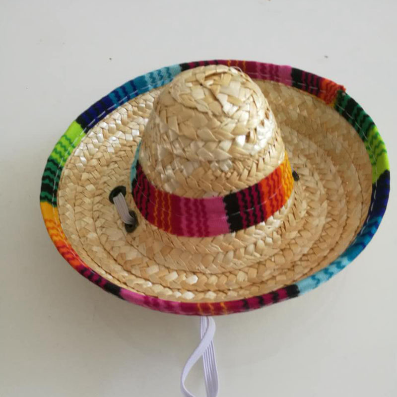 Pet Mexican Straw Hat Pet Cat Sun Hat